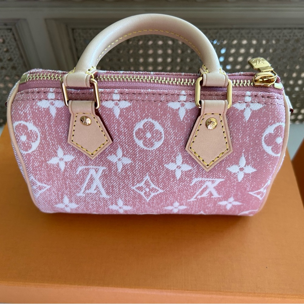 *NEW* Louis Vuitton Rose Pink Denim Nano Speedy